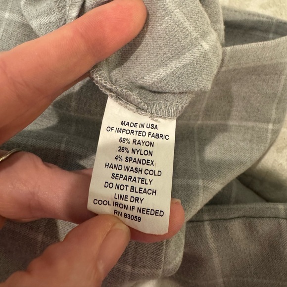 DREW Gray Plaid windowpane Trousers side zip front seam flat front - Picture 7 of 7